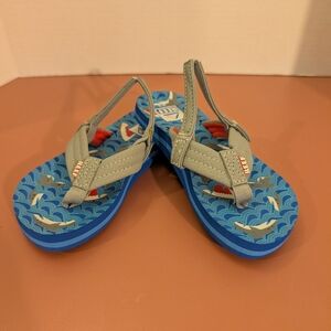 Reef Blue Shark Little Ahi Youth Toddler Boy's Sandals in Size 9/10